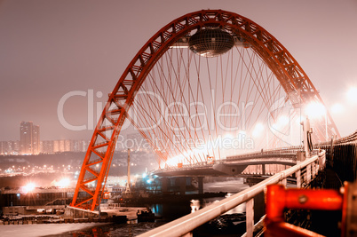 Zhivopisny Bridge in Moscow background