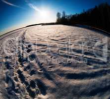 Winter footprints  fisheye composition