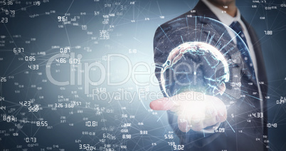 Composite image of businessman presenting