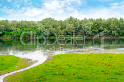 plain river with inflows and floodplain forest