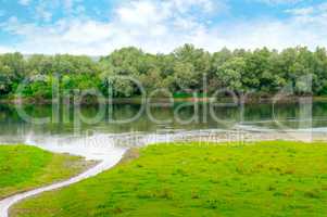 plain river with inflows and floodplain forest