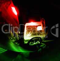 Square vivid red green riding driver drawing background