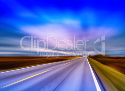 Horizontal vivid vibrant Norway highway motion blur abstraction