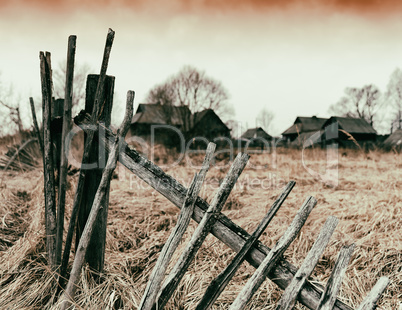 Horizontal vintage zombie ghost town fence bokeh background back