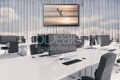 Composite image of desks in a open space