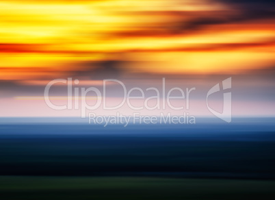 Horizontal vivid sunset landscape travel motion abstraction