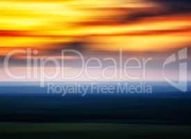 Horizontal vivid sunset landscape travel motion abstraction