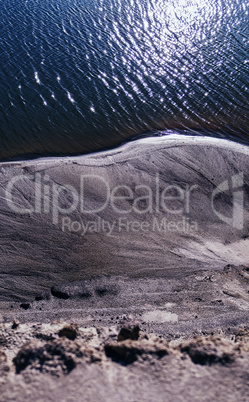 Vertical vibrant sand steep ocean beach background backdrop