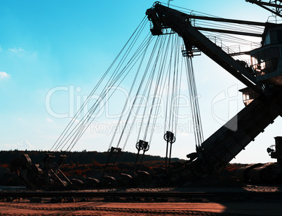 Horizontal orange sand mining cyberpunk machine  background back