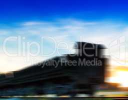 Horizontal vivid cyberpunk train motion abstraction background b