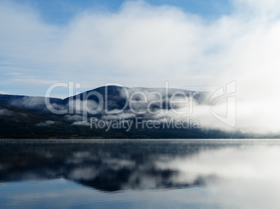 Norway fjord fog lake