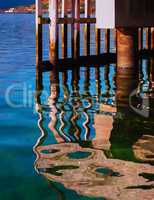 Vertical vivid color Norway quay reflections background backdrop