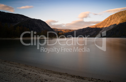 Horizontal vivid smooth Norway fjord bay landscape background ba