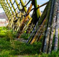 Square vivid Norway fishing dryer bokeh background backdrop