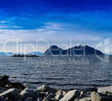 Square vivid Norway rocks fjords mountains landscape background