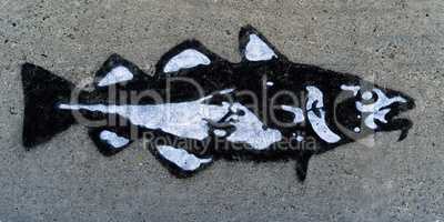 Horizontal wide vivid norsk norway fish graffiti background back