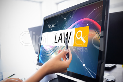 Composite image of logo of a search bar in which law is written