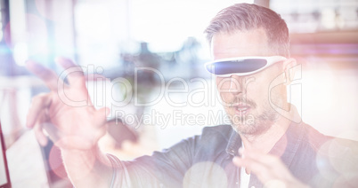 Man wearing virtual glass in office