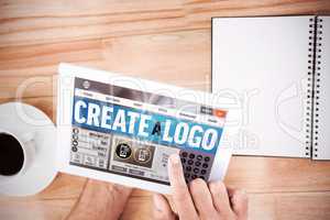 Composite image of webpage for create a logo