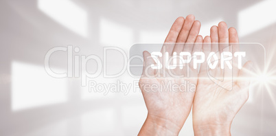 Composite image of hands presenting