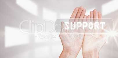 Composite image of hands presenting