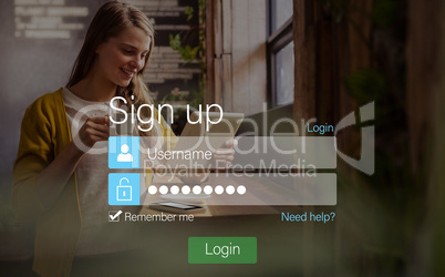 signup screen with blonde girl and pad