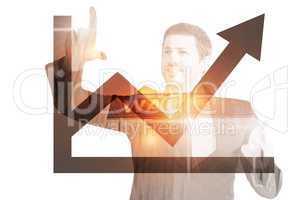 Composite image of happy businessman pointing with fingers