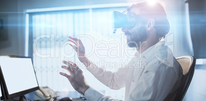 Businessman wearing virtual glasses