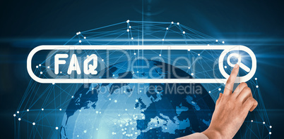 Composite image of businesswoman pointing