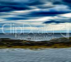 Horizontal vivid nordic wind landscape ocean horizon abstraction