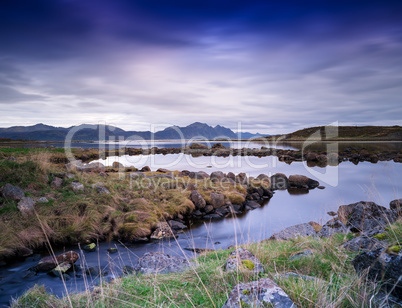 Horizontal vivid Norway landscape backdrop