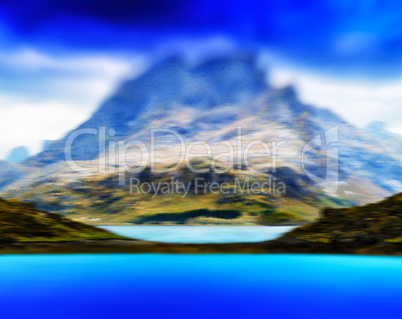 Horizontal vivid Norway fjord landscape abstraction background b