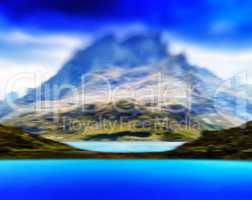 Horizontal vivid Norway fjord landscape abstraction background b