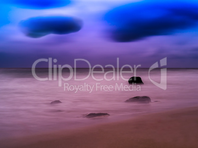 Horizontal vivid Norway ocean horizon motion landscape cloudscap