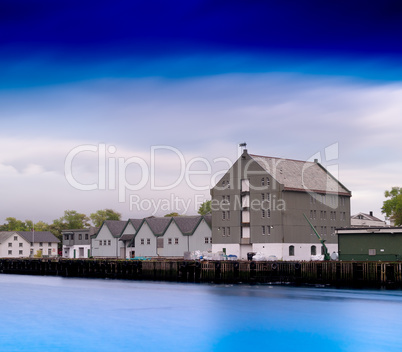 Horizontal Norway port townscape background