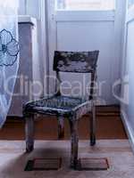Vertical vintage Ussr old antique chair object background backdr