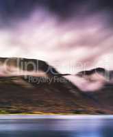 Vertical vibrant harsh Norway fjord landscape abstraction backgr