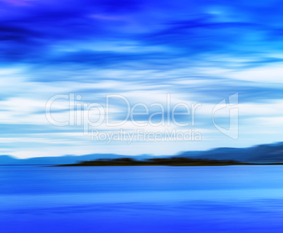 Horizontal vivid vibrant blue Norway island landscape motion abs