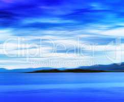 Horizontal vivid vibrant blue Norway island landscape motion abs