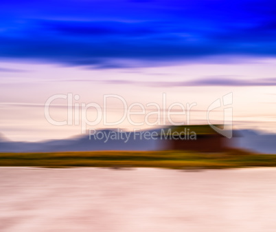 Horizontal vivid Norway cabin motion blur background backdrop