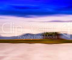 Horizontal vivid Norway cabin motion blur background backdrop