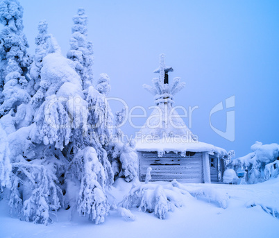 Horizontal vivid white winter Finland landscape background backd