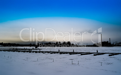 Horizontal dark winter industrial Finland district background ba