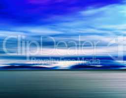 Horizontal vivid vibrant aqua blue Norway landscape cloudscape a