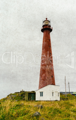 Vertical vintage Norway ligthouse landscape background backdrop