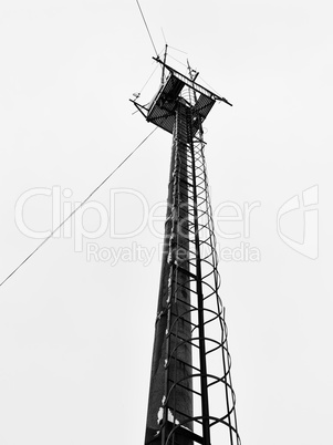 Vertical black and white winter sight tower cyberpunk isolated b
