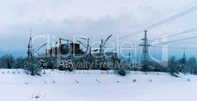 Horizontal vibrant Pripyat atomic reactor background backdrop