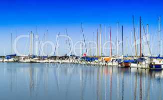 Horizontal vivid Denmark yacht club reflection background backdr