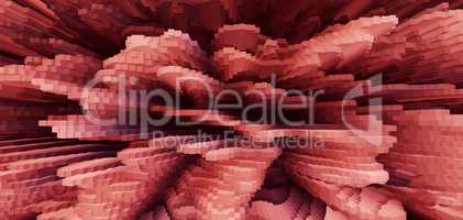 Horizontal vivid red business extrude cube abstraction backgroun