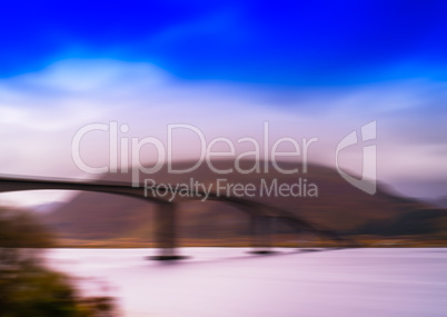 Horizontal vivid Norway bridge motion blur abstraction landscape